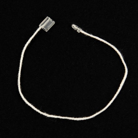 Marchamo biodegradable plano crema transparente, hilo etiquetar algodón 18 cm - 1000 uds