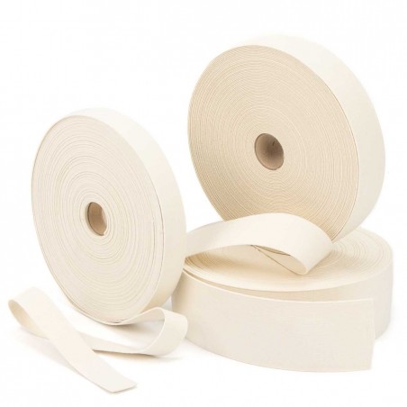 Elástico liso 100% algodón biodegradable, color crudo - Rollo 25 metros