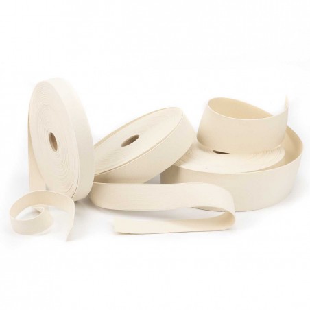 Elástico liso 100% algodón biodegradable, color crudo - Rollo 25 metros