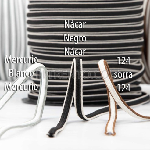 Cordón elástico dos colores TR6, 6 mm - Rollo...