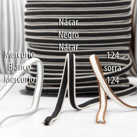 Cordón elástico dos colores TR6, 6 mm - Rollo 100 mts