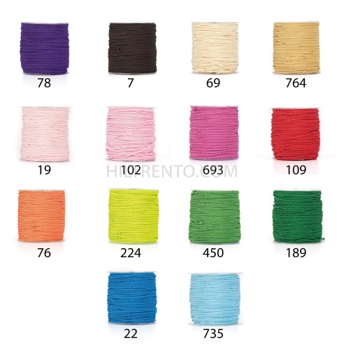 Cordón de raso brillante 2 mm, rayón-poliéster,...