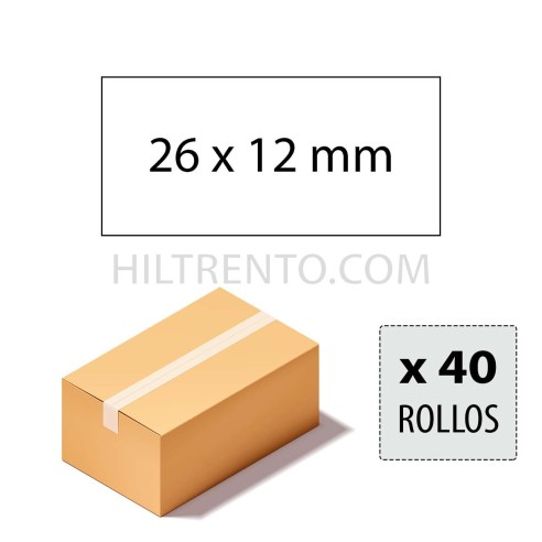 Etiquetas 26x12 blancas rectangulares permanente - Caja 40 rollos