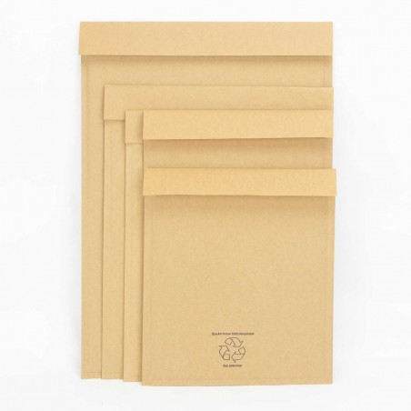 Sobres de envío rígidos 220x265 mm, 100% cartón ondulado reciclado , acolchados - Caja 150 uds