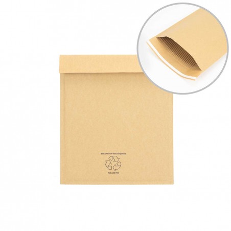 Sobres de envío rígidos 220x265 mm, 100% cartón ondulado reciclado , acolchados - Caja 150 uds
