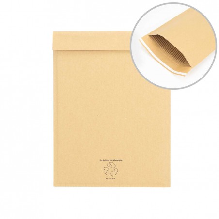 Sobres de envío rígidos 240x330 mm, 100% cartón ondulado reciclado, acolchados - Caja 75 uds