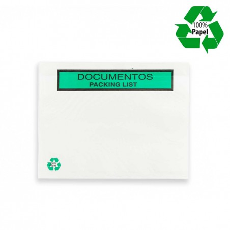 Sobre para documentos 175x135mm, 100% papel biodegradable, adhesivo - Caja 1000 uds