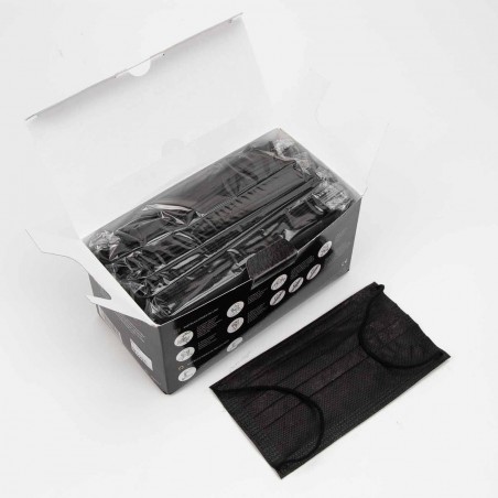 Pack 40 mascarillas Negras quirúrgicas sanitarias IIR