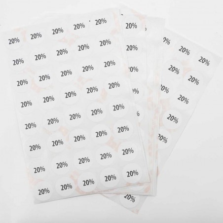 400 Etiquetas adhesivas circulares 20% descuento, gomets de rebajas Ø19mm
