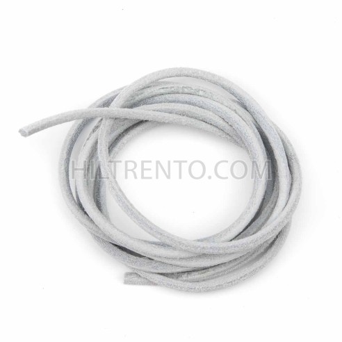 Cordón 3 mm redondo de cuero serraje blanco -...