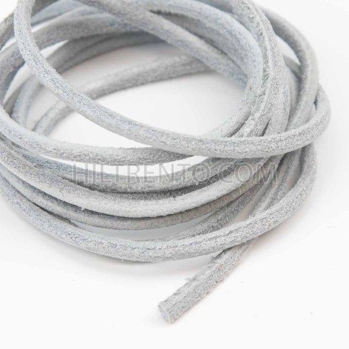 Cordón 3 mm redondo de cuero serraje blanco -...
