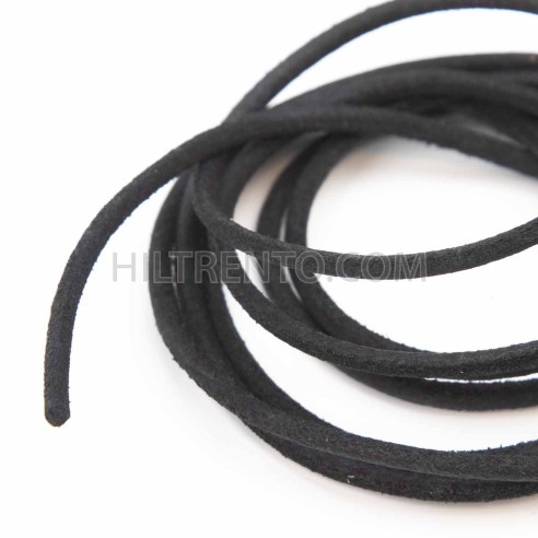 Cordón 3 mm redondo de cuero serraje negro -...