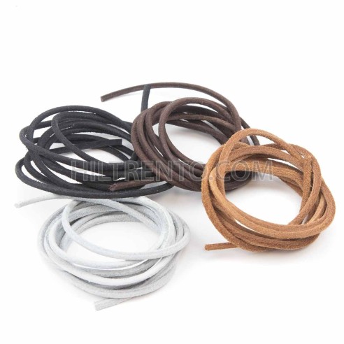 Cordón 3 mm redondo de cuero serraje camel -...