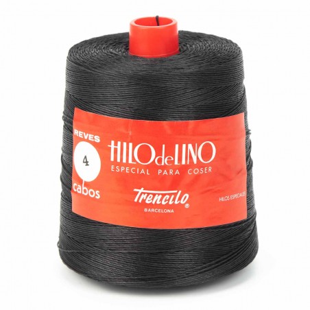 Hilo de lino negro trencilo 4 cabos, especial para coser - Bobina 450 g