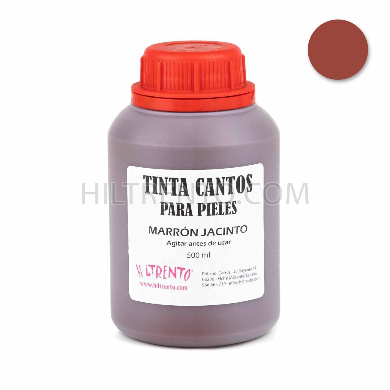 Tinte Marrón jacinto para pintar bordes de cuero y piel, tinta cantos - 500  ml
