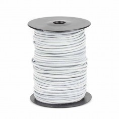 Cordón 3 mm redondo de cuero serraje blanco - Rollo 50 mts
