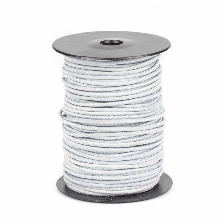Cordón 3 mm redondo de cuero serraje blanco - Rollo 50 mts