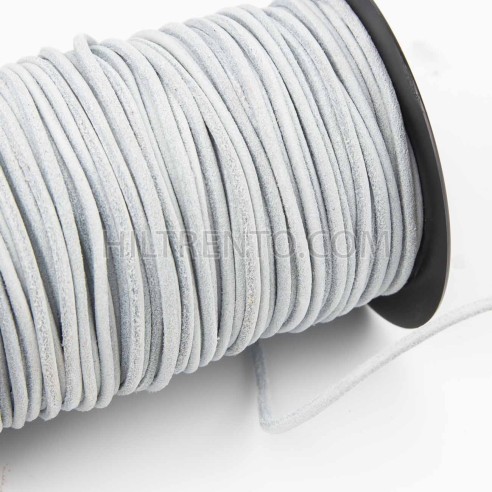 Cordón 3 mm redondo de cuero serraje blanco -...