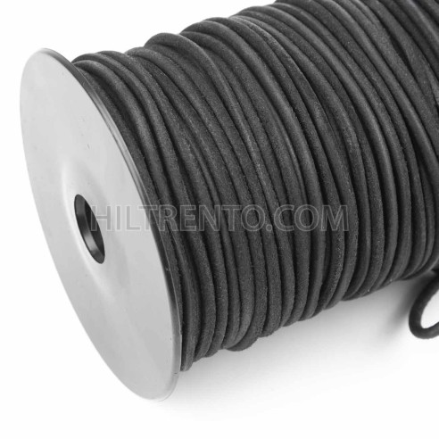 Cordón 3 mm redondo de cuero serraje negro -...