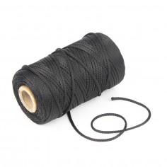 Trencilla negra de poliéster 1.8 mm, artesanía, bisutería.