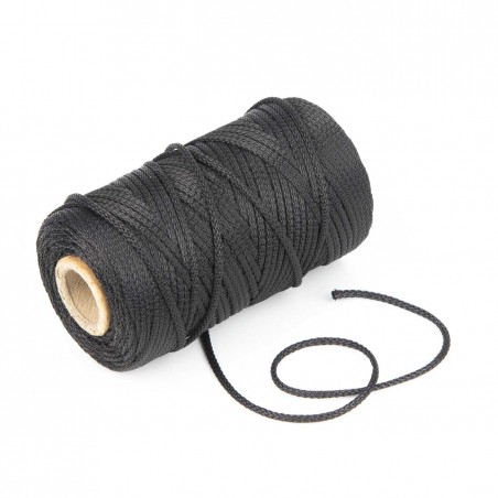 Trencilla negra de poliéster 1.8 mm, artesanía, bisutería.