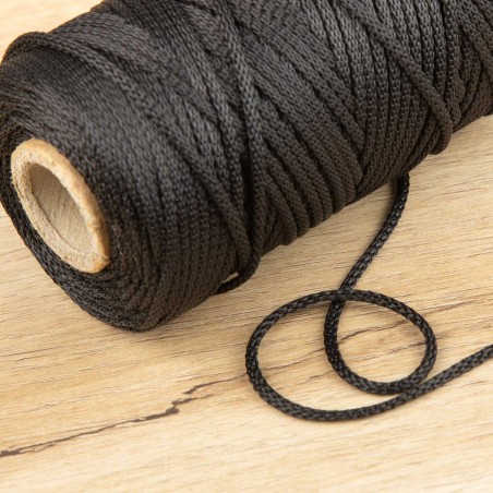 Trencilla negra de poliéster 1.8 mm, artesanía, bisutería.