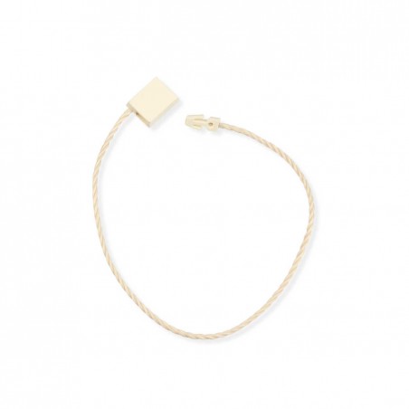Marchamo reciclado plano crema, hilo etiquetar poliéster 14 cm - 1000 uds