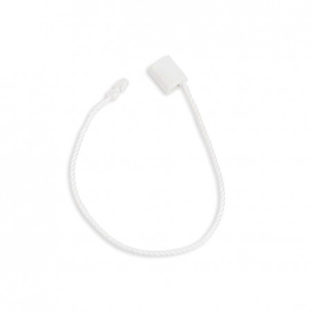 Marchamo reciclado plano blanco, hilo etiquetar poliéster 14 cm - 1000 uds