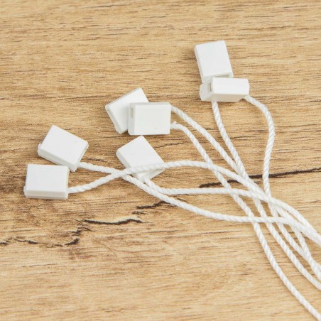 Marchamo reciclado plano blanco, hilo etiquetar poliéster 21 cm - 1000 uds