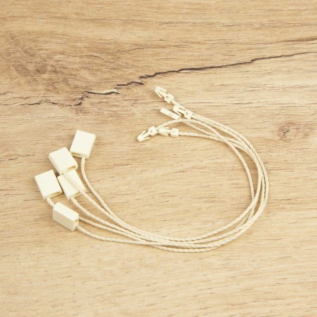 Marchamo reciclado plano crema, hilo etiquetar poliéster 14 cm - 1000 uds