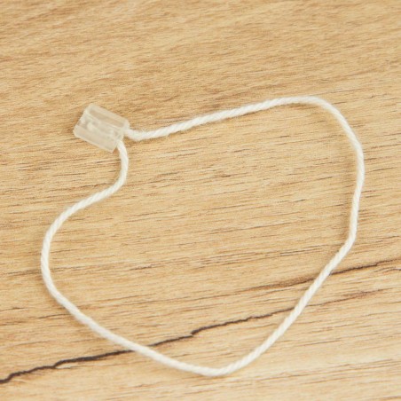 Marchamo biodegradable plano crema transparente, hilo etiquetar algodón 18 cm - 1000 uds