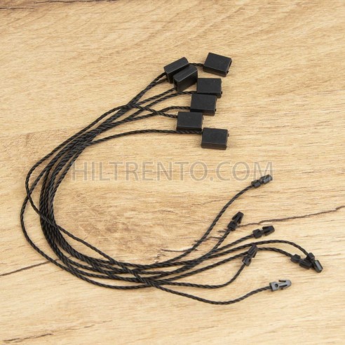 Marchamo reciclado plano negro, hilo etiquetar...