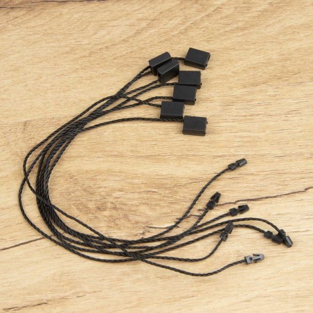 Marchamo reciclado plano negro, hilo etiquetar poliéster 18 cm - 1000 uds