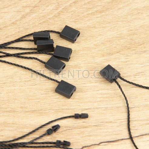 Marchamo reciclado plano negro, hilo etiquetar...