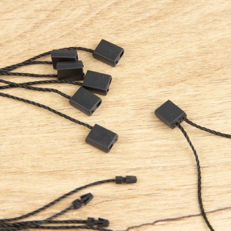 Marchamo reciclado plano negro, hilo etiquetar poliéster 18 cm - 1000 uds