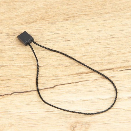 Marchamo reciclado plano negro, hilo etiquetar poliéster 18 cm - 1000 uds