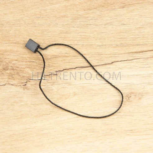 Marchamo reciclado plano negro, hilo etiquetar...