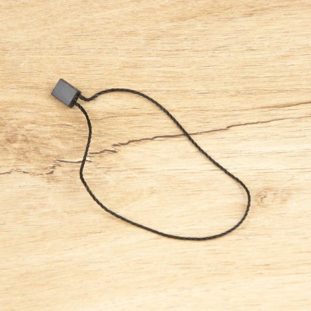 Marchamo reciclado plano negro, hilo etiquetar poliéster 21 cm - 1000 uds