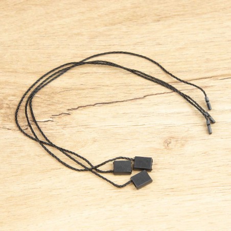 Marchamo reciclado plano negro, hilo etiquetar poliéster 21 cm - 1000 uds