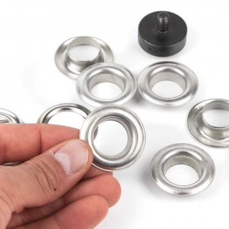 Ollao 18 mm hierro níquel VL-80 + Arandela, ojales para toldos, lonas, fundas, bolsos - Pack 1000 uds + arandela