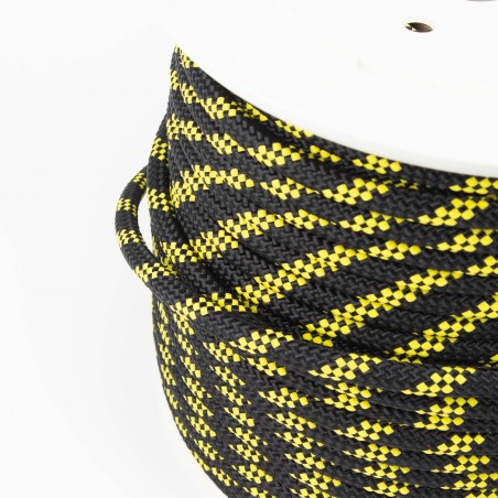 Cuerda driza nylon 10 mm gruesa, amarillo - negro - Carrete 100 metros