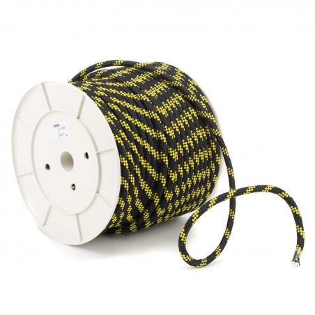 Cuerda driza nylon 10 mm gruesa, amarillo - negro - Carrete 100 metros