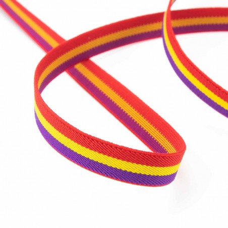 Cinta elástica 15 mm bandera Republicana, para pulseras - Rollo 30 metros