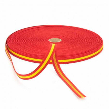 Cinta elástica 15 mm bandera España, para pulseras - Rollo 30 metros