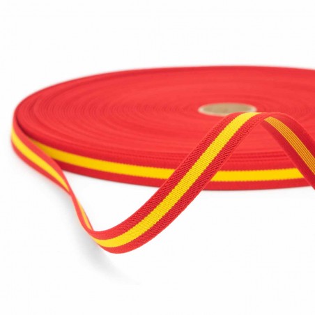Cinta elástica 15 mm bandera España, para pulseras - Rollo 30 metros