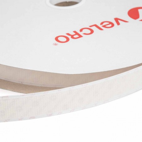 Cinta de VELCRO® adhesivo blanco / negro 20 mm  - Rollo 25 metros