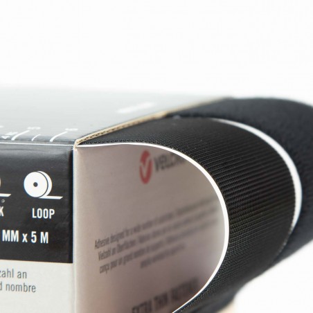 Cinta de VELCRO® adhesivo extra fino, pelo y gancho, negro 50mm x 5m