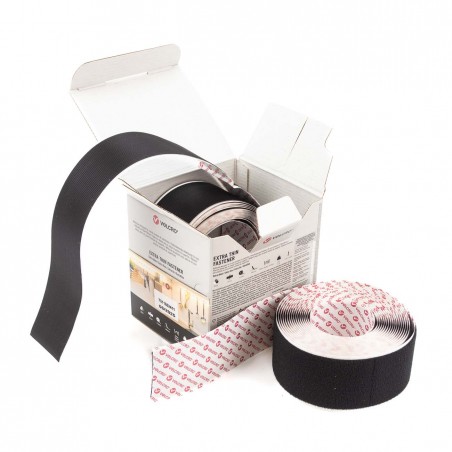 Cinta de VELCRO® adhesivo extra fino, pelo y gancho, negro 50mm x 5m