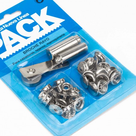 Botón broche Waldes Rayo 8100, 14 mm latón níquel - Pack 40 uds