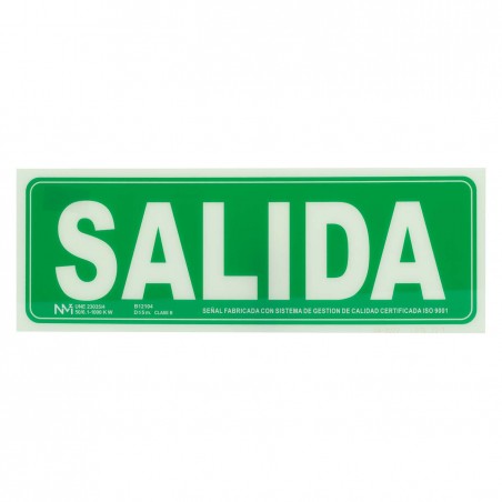 Cartel "salida" luminiscente 30x20,5 cm